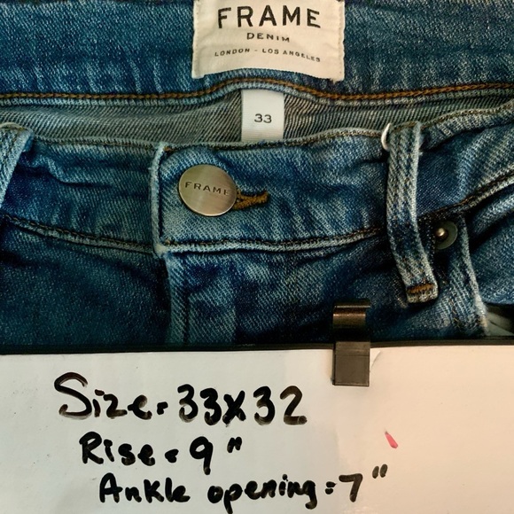 Frame Denim Men's Size 33x32 L'Homme Slim Jeans in Channel Place Wash Zip Fly - Picture 6 of 6